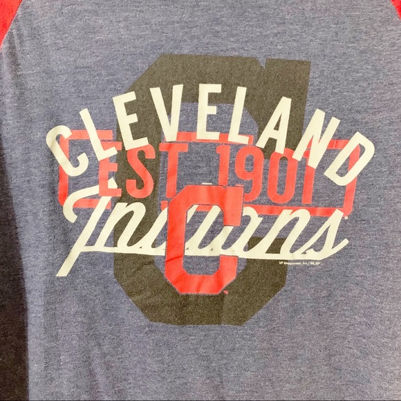 Genuine Merchandise Cleveland Indians Baseball Graphic Tee Dolman Sleeve Crewnec - Picture 5 of 8